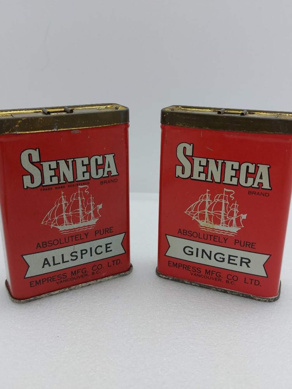 2 Vintage Seneca Ginger & All Spice Tin Empress Empress MFG. Co Vancouver BC